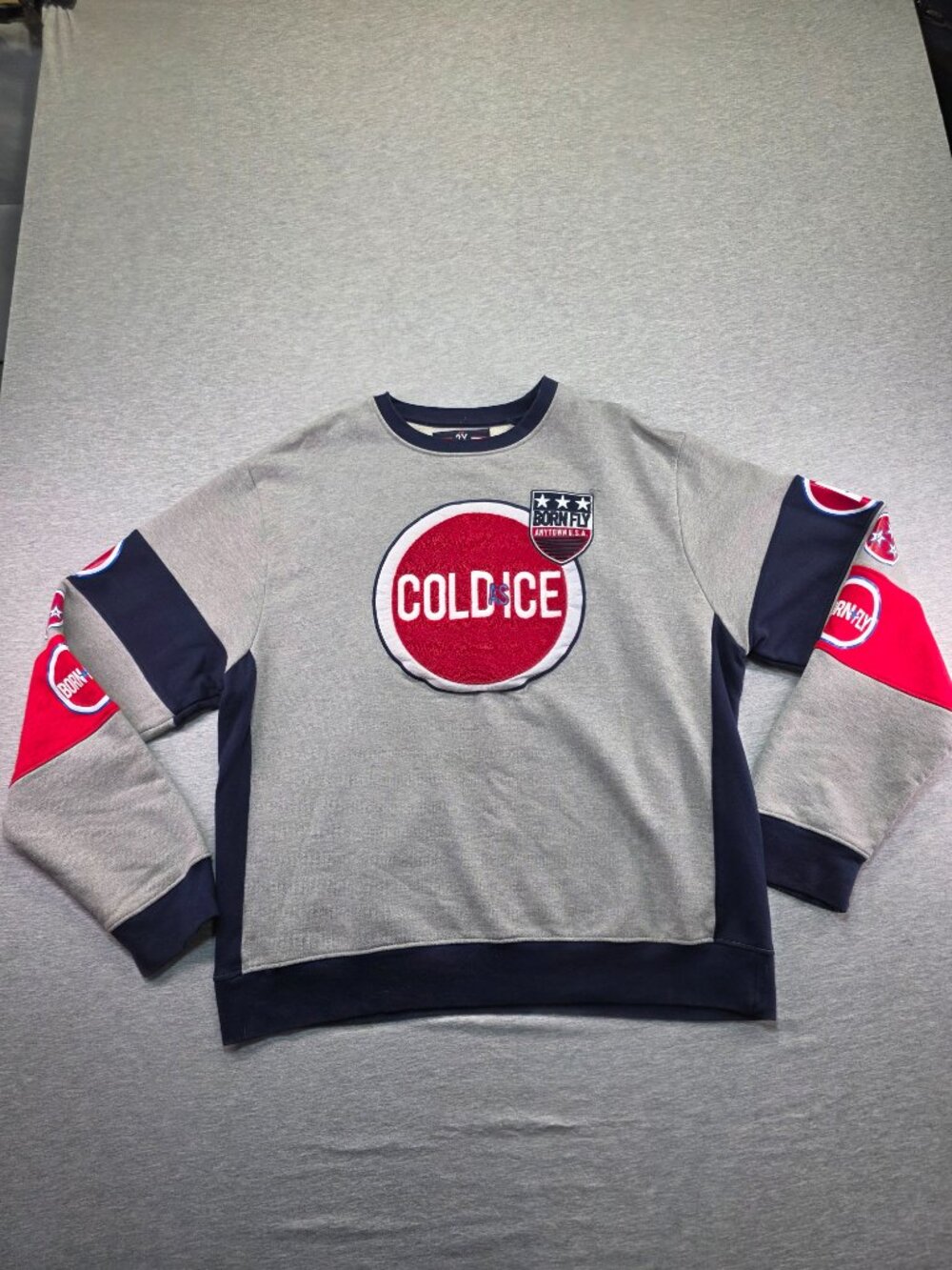 Born Fly "Cold As Ice" Colorblock Crewneck Sweatshirt 2XL